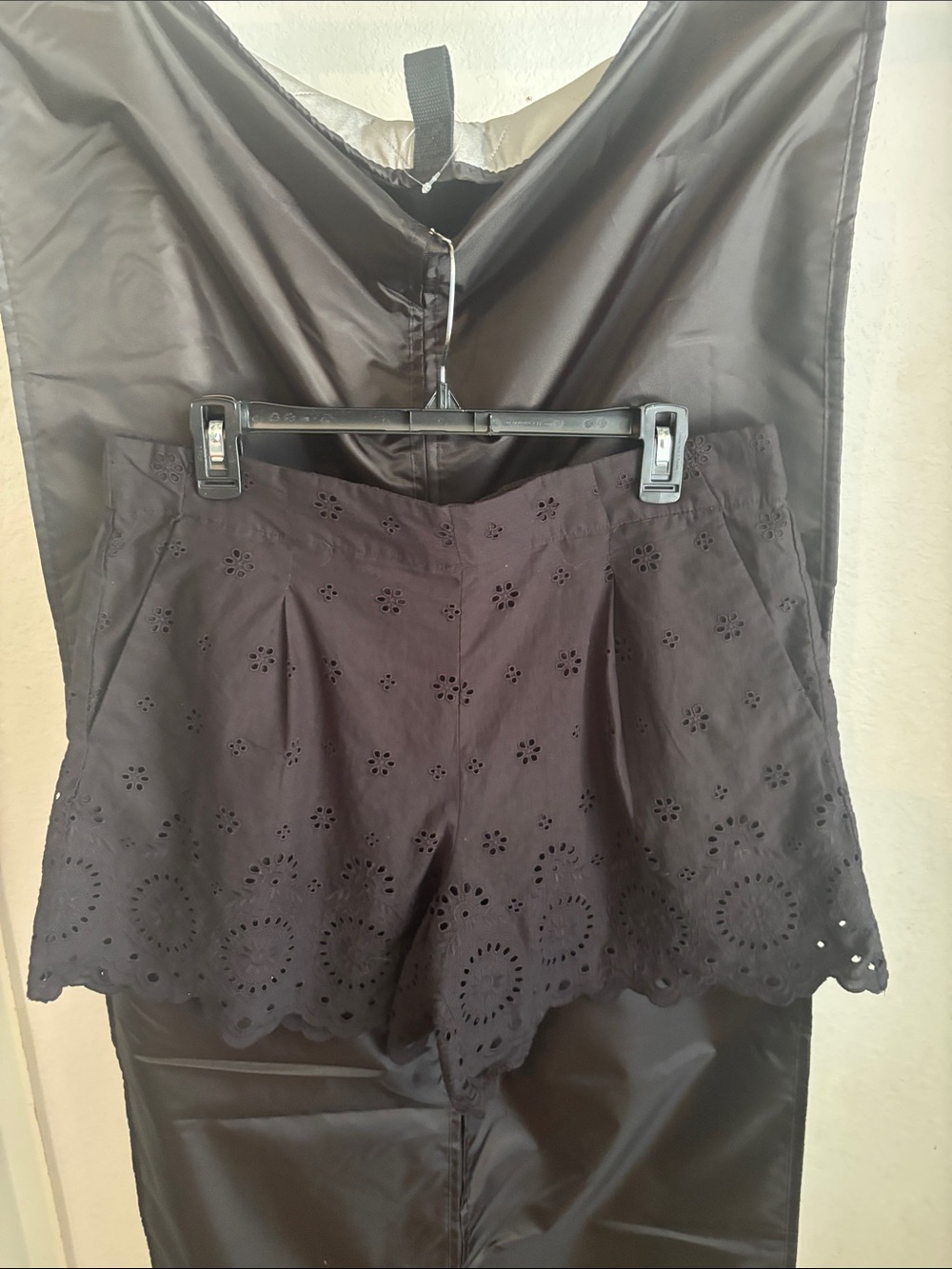 LOFT Black High-Waist Eyelet Scallop Hem Shorts